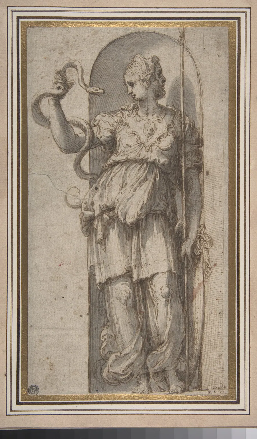 Study for Allegorical Figure of Prudence by Perino del Vaga (Pietro Buonaccorsi)