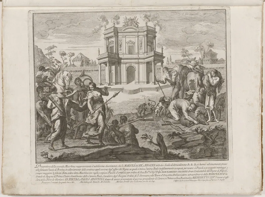 The Seconda Macchina for the Chinea of 1748: The Royal Hunt by Miguel de Sorellò