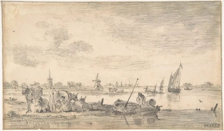 River Scene with Cows by Jan van Goyen