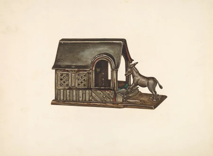 Toy Bank: Donkey and House by Jennie Kamar