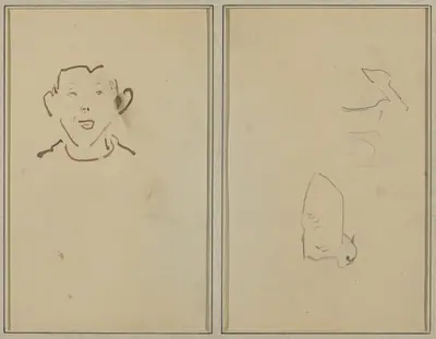 Boy's Face; Two Sheep [verso]