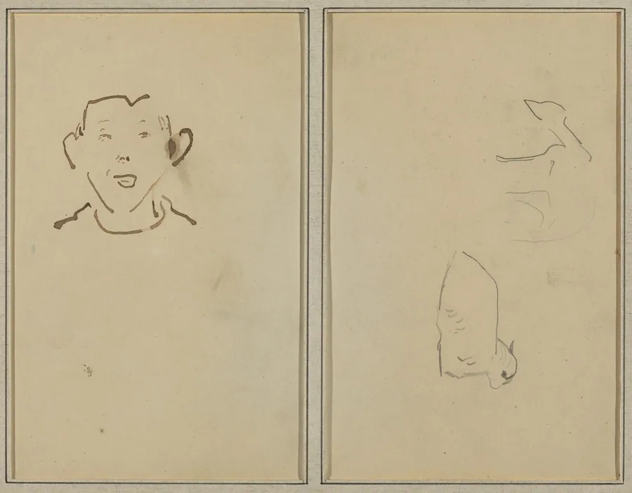 Boy's Face; Two Sheep [verso] by Paul Gauguin