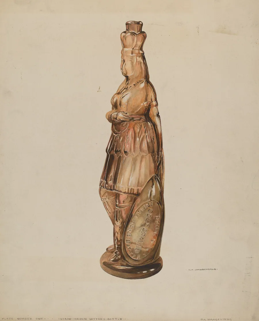 Indian Maiden Bitters Bottle by G.A. Spangenberg