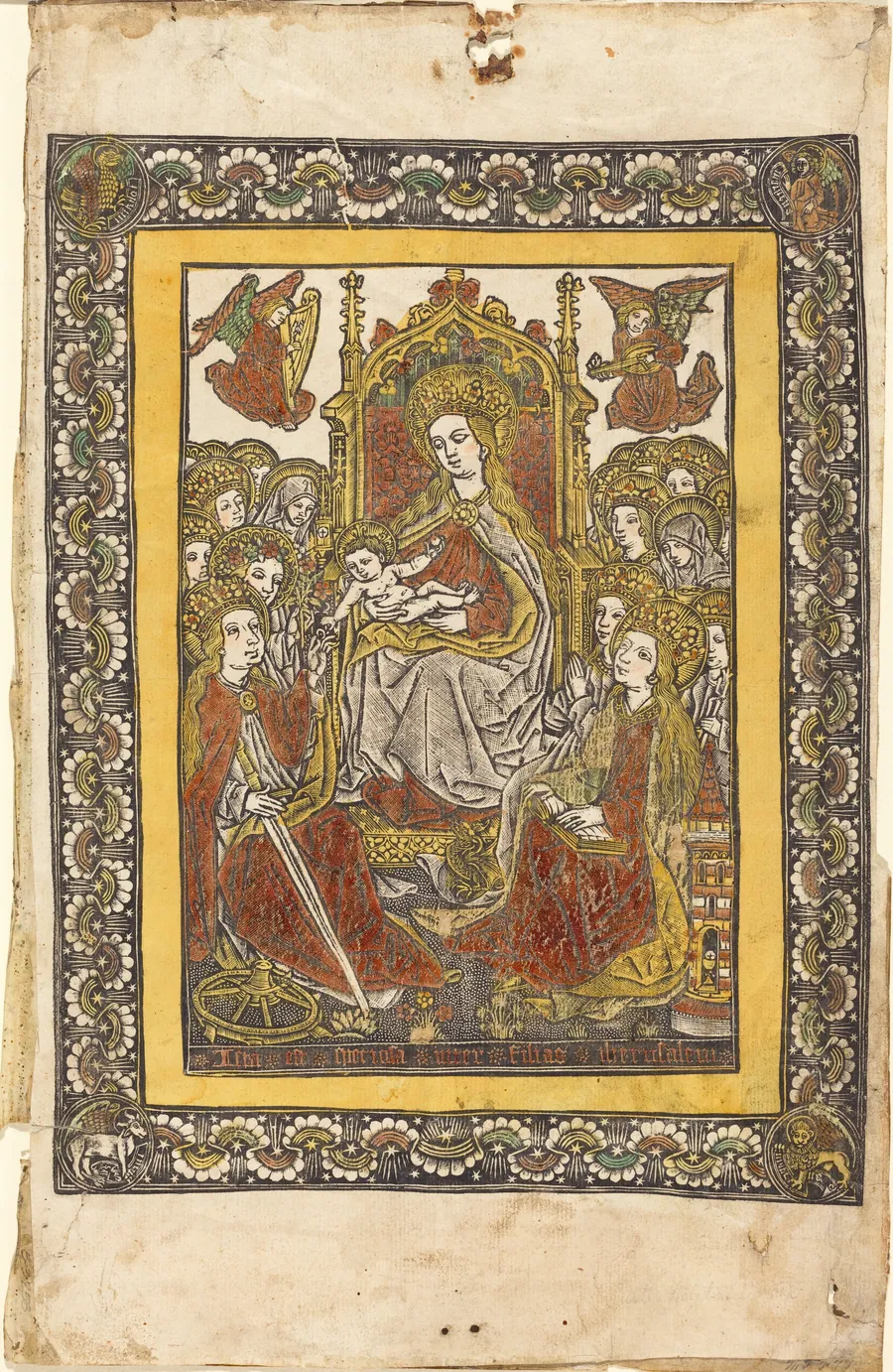 The Madonna Enthroned with Eighteen Holy Women by Master with the Mountain-Like Clouds