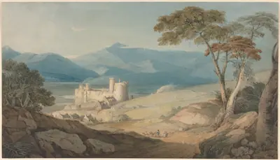 Harlech Castle and Snowdon