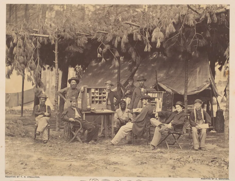 Chief Officer and Clerks of the Ambulance Department, 9th Army Corps, in Front of Petersburg, Virginia by Timothy H. O'Sullivan