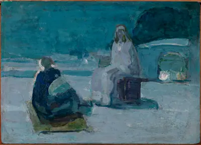 Study for Christ and Nicodemus on a Rooftop