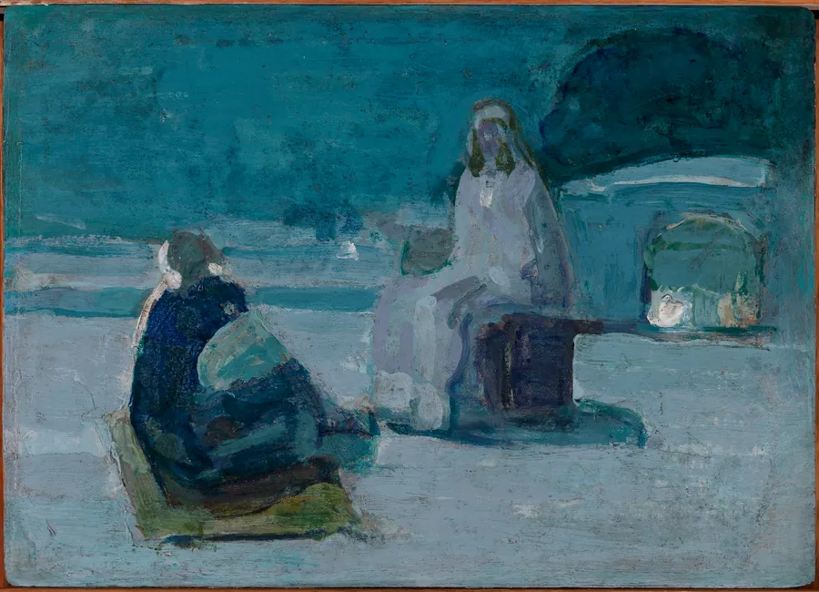 Study for Christ and Nicodemus on a Rooftop by Henry Ossawa Tanner, born Pittsburgh, PA 1859-died Paris, France 1937