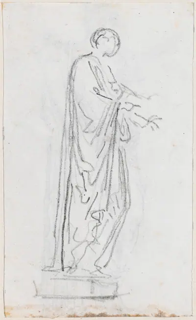 Statue of a Roman Woman (Female Deity?) Seen from the Side [verso]