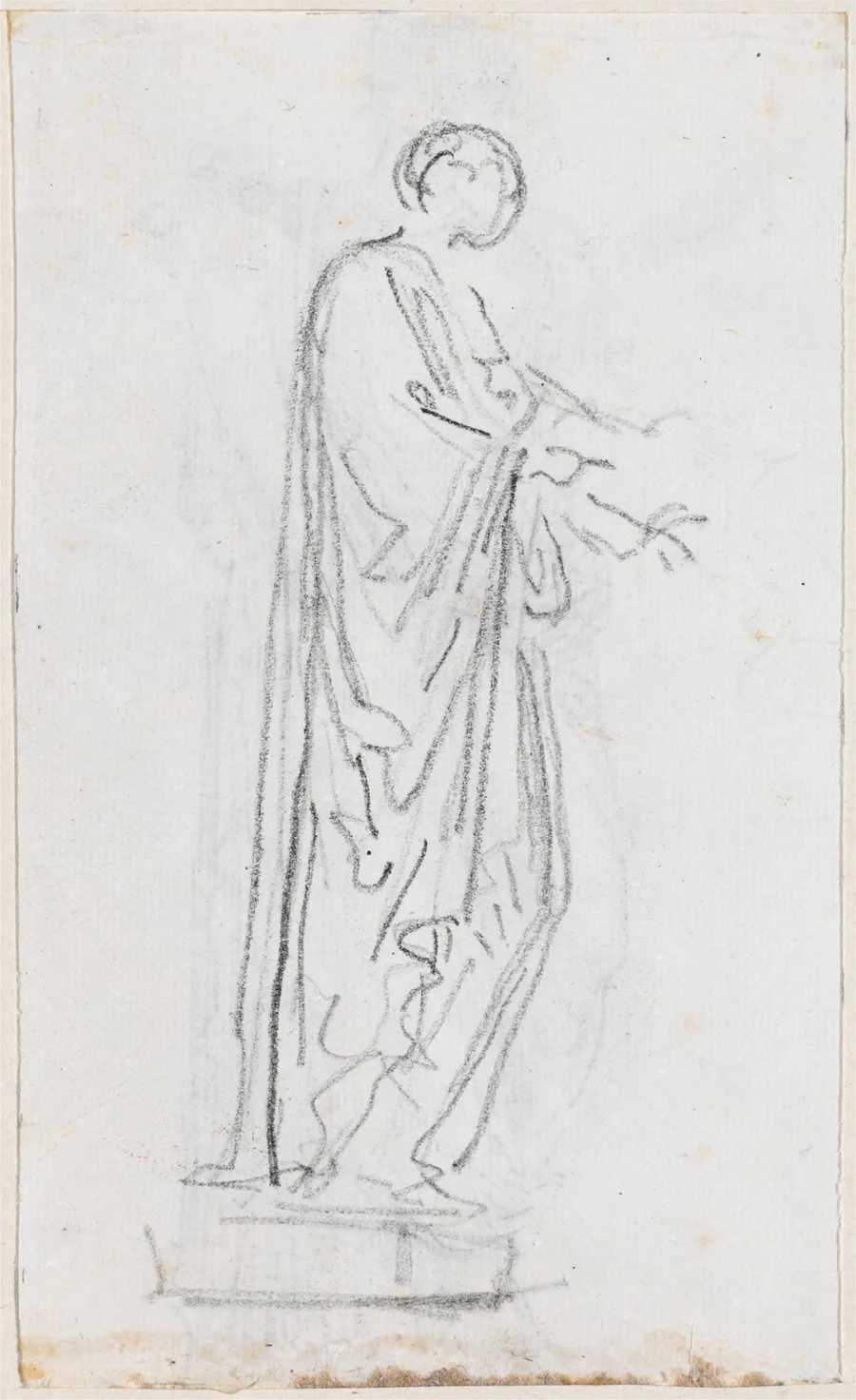 Statue of a Roman Woman (Female Deity?) Seen from the Side [verso] by Hubert Robert