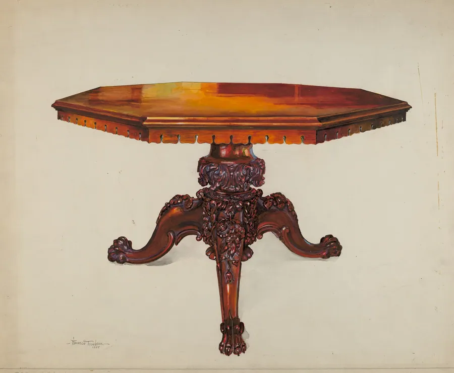 Carved Mahogany Table by Florence Truelson