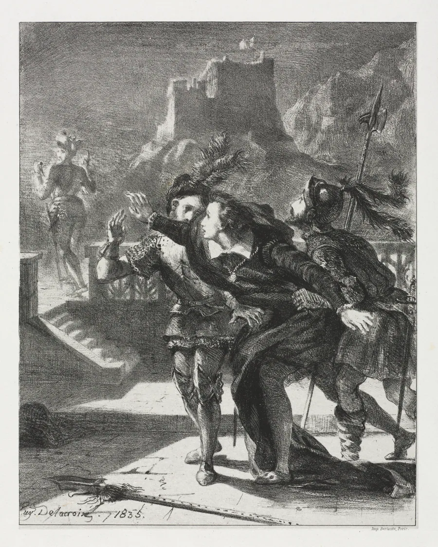 Hamlet: Hamlet Rushes to Follow the Ghost of His Father by Eugène Delacroix
