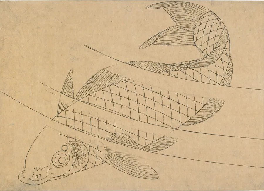 Swimming carp by Katsushika Hokusai 葛飾北斎 (1760-1849)