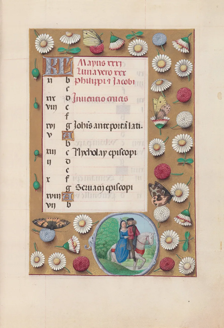 Hours of Queen Isabella the Catholic, Queen of Spain:  Fol. 6r, May by Master of the First Prayerbook of Maximillian