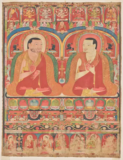 Portraits of Two Lineage Masters of the Kagyu Order: Phagmo Drupa (1110–1170) and Tashipel (1142–1210)
