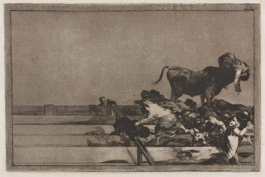 Bullfights:   Dreadful Events in the Front Rows of the Ring at Madrid and Death of the Mayor of Torrejon by Francisco de Goya