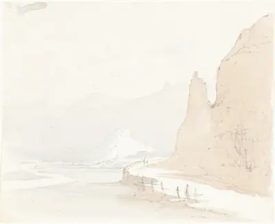 Swiss Landscape with a Village in the Distance