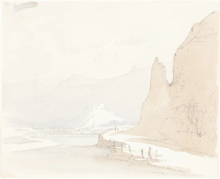 Swiss Landscape with a Village in the Distance by Sarah Grace Lushington