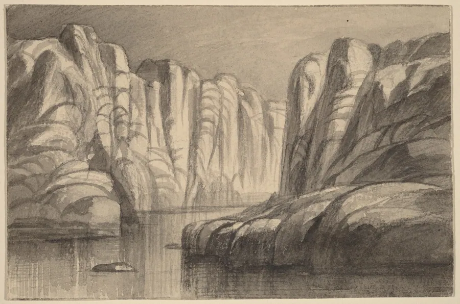 River Winding through a Rock Formation (Philae, Egypt) by Edward Lear