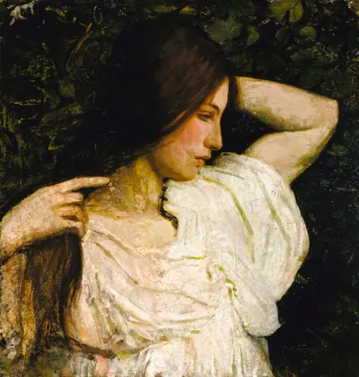 Girl Arranging Her Hair