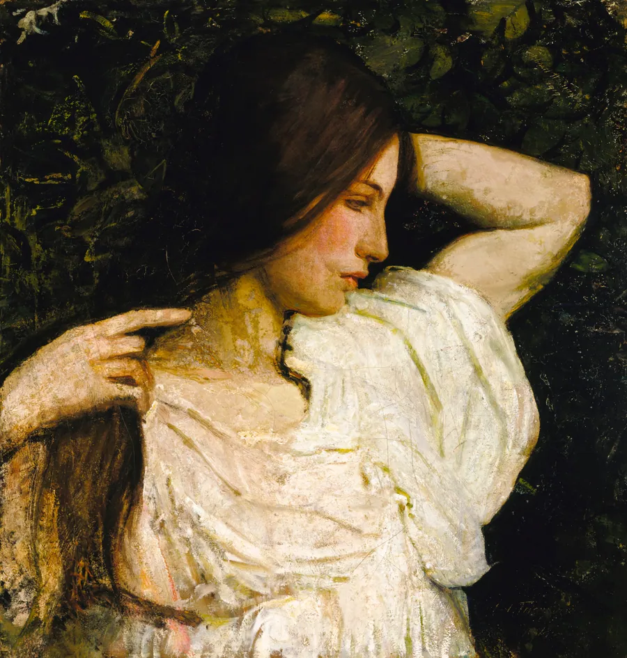 Girl Arranging Her Hair by Abbott Handerson Thayer, born Boston, MA 1849-died Dublin, NH 1921