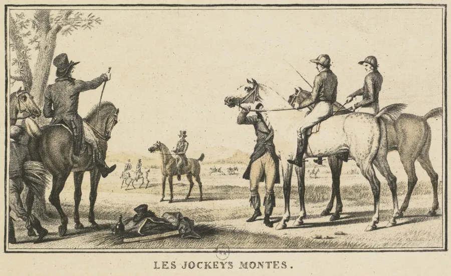 Racing Scenes: The Jockey Mounting the Horse (Scènes Hippiques: Le jockey montant a cheval) by Carle Vernet