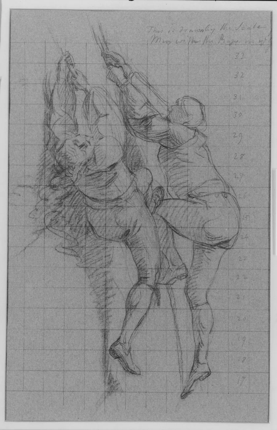 Study for "The Siege of Gibraltar": Figures Scaling Floating Battery; Cannon by John Singleton Copley