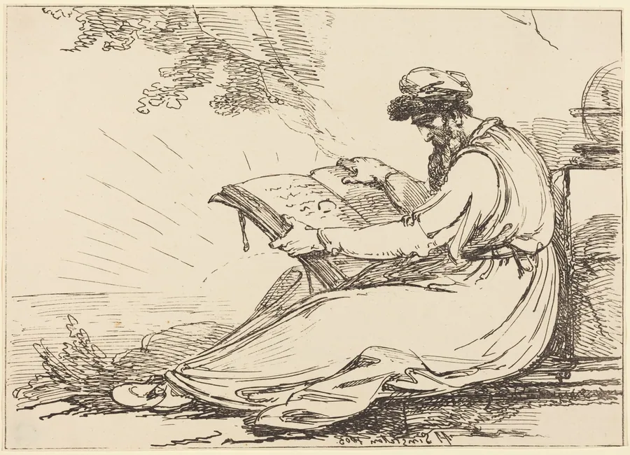 Oriental with Beard, Reading a Book by Henry Singleton