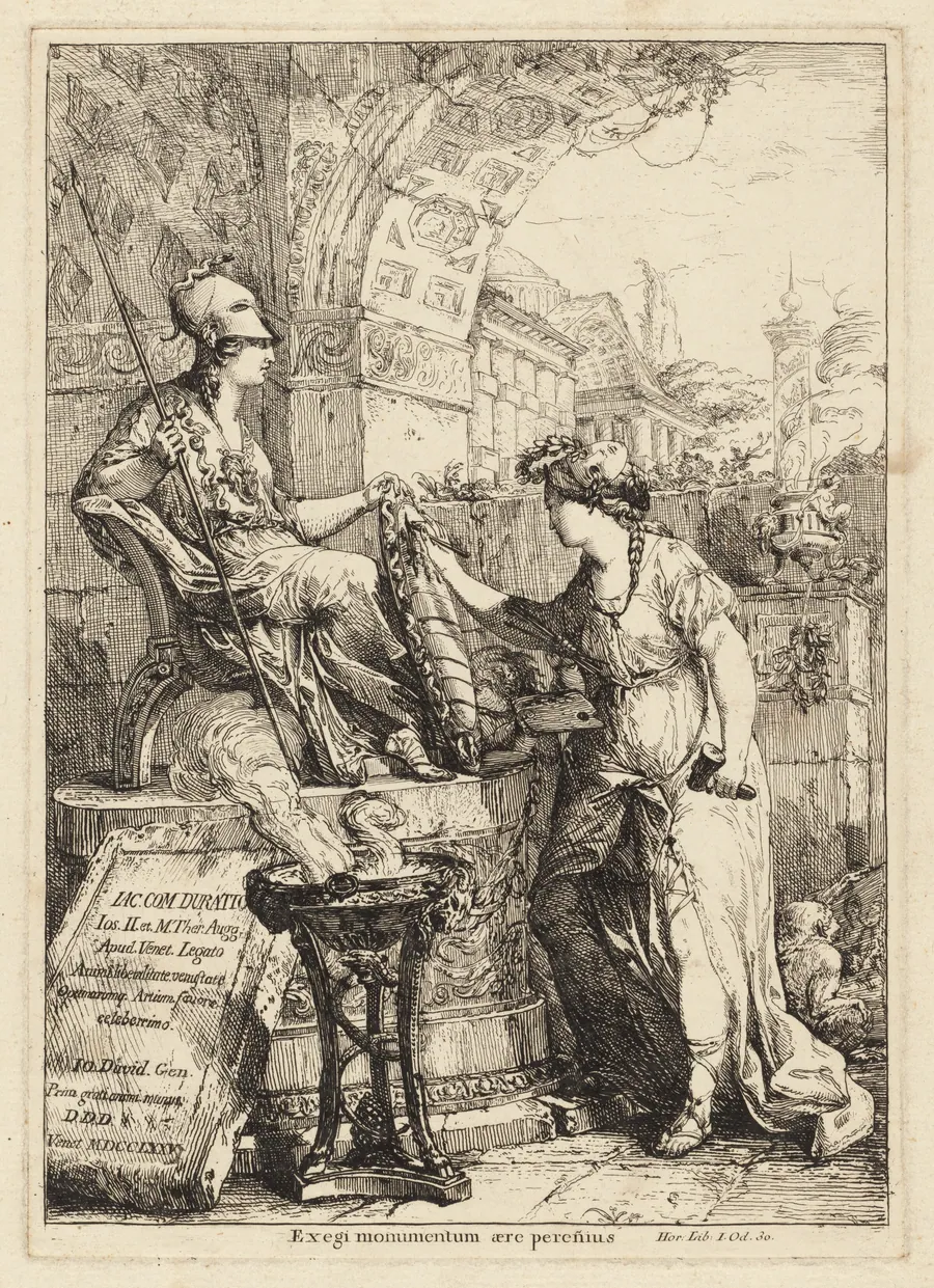 Exegi Monumentum (Art Inscribing Minerva's Shield) by Giovanni David