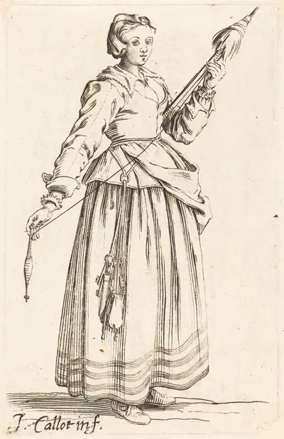 Young Woman with Distaff, Facing Right