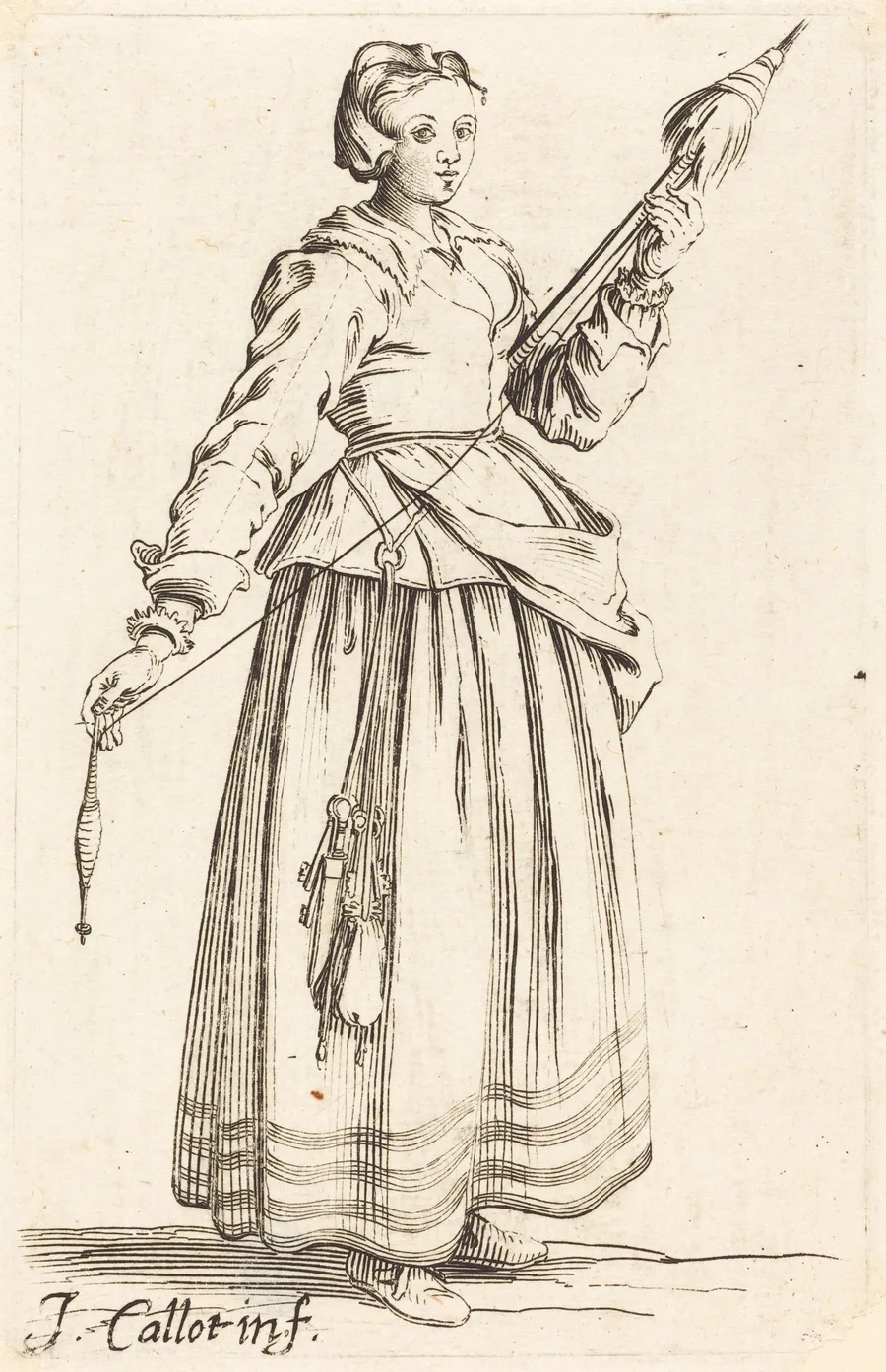Young Woman with Distaff, Facing Right by Israel Henriet