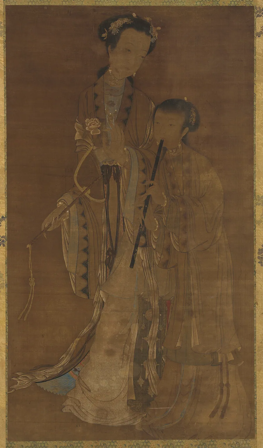 Courtesans with fan and flute by Formerly attributed to Zhang Gui (active mid-12th century)