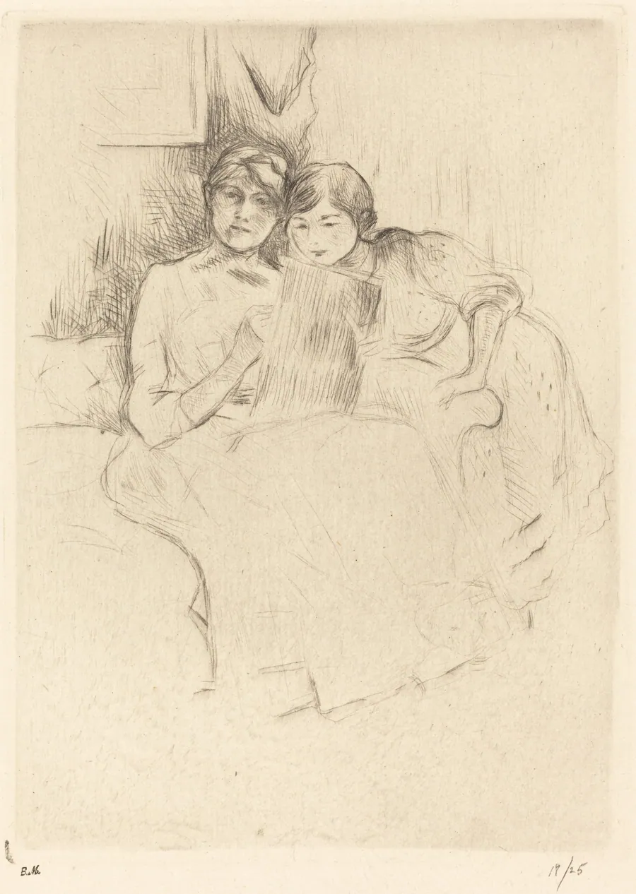 The Drawing Lesson (Berthe Morisot and her Daughter Julie Manet) by Berthe Morisot