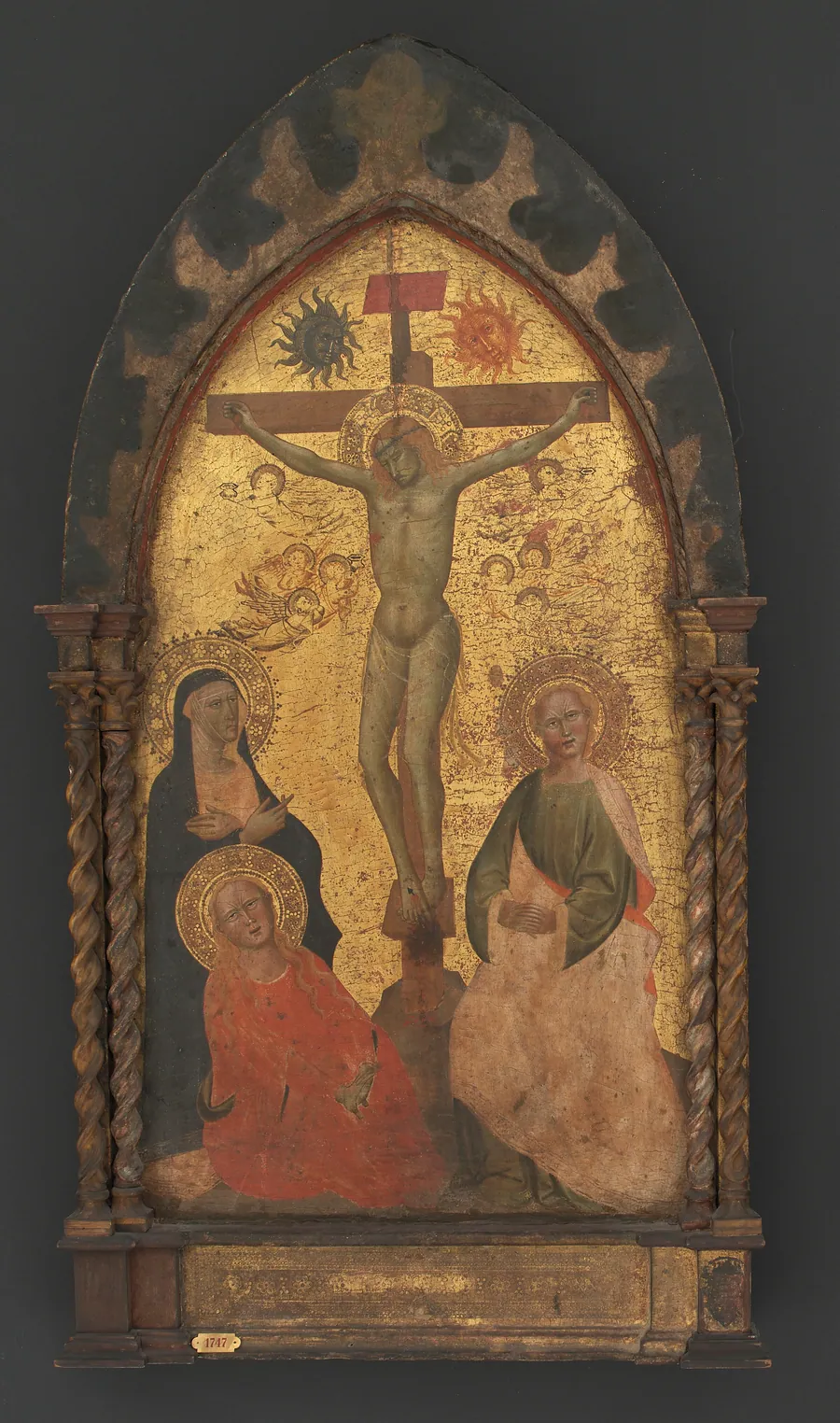 Kristus på korset med Jomfru Maria, Maria Magdalene og Johannes by Maestro Francesco