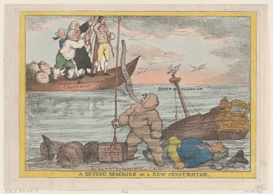A Diving Machine on a New Construction by Thomas Rowlandson