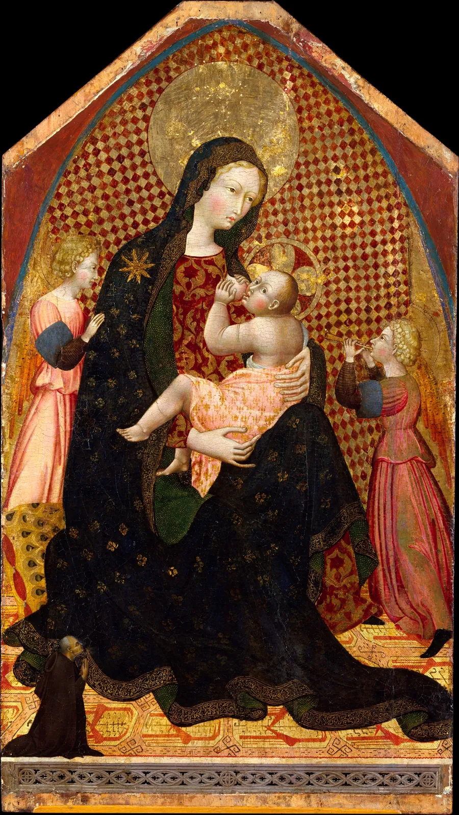 Madonna and Child with Two Angels and a Donor by Giovanni di Paolo (Giovanni di Paolo di Grazia)