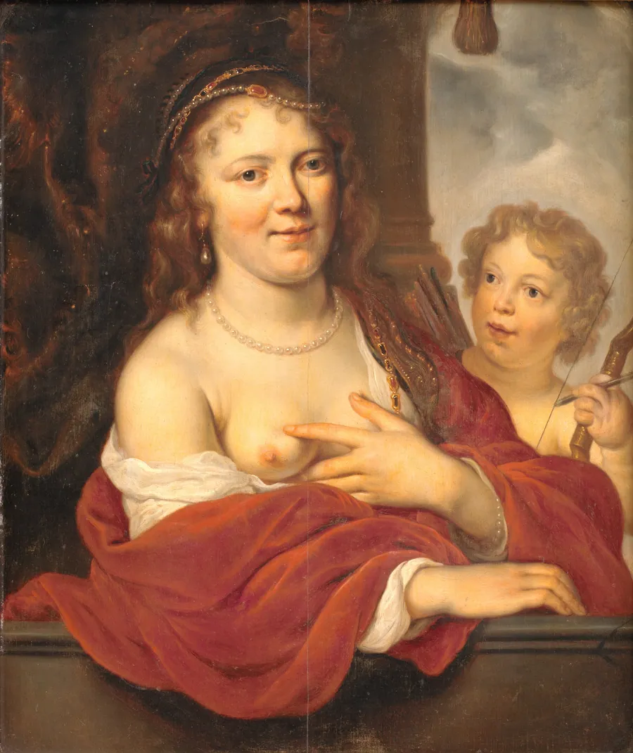 En dame og hendes barn som Venus og Amor by Govert Flinck