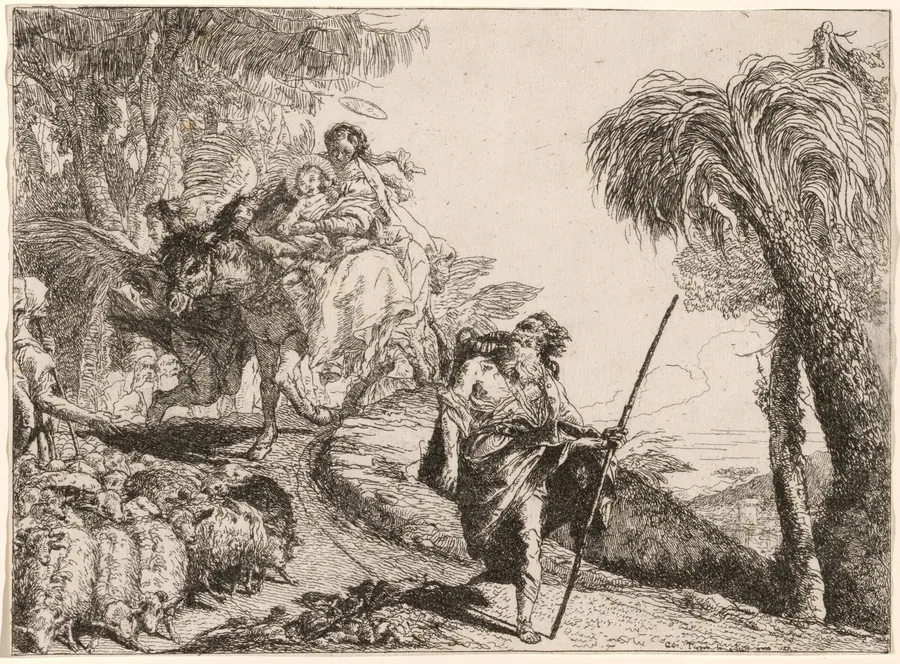 The Holy Family Descending a Path near Shepherds by Giovanni Domenico Tiepolo