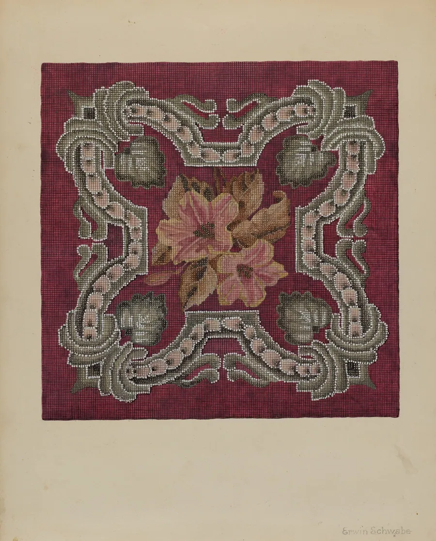 Needlepoint and Beadwork Square by Erwin Schwabe