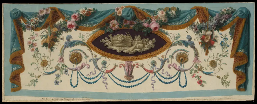 Cartoon for the Back of a Tapestry Settee by French Painter