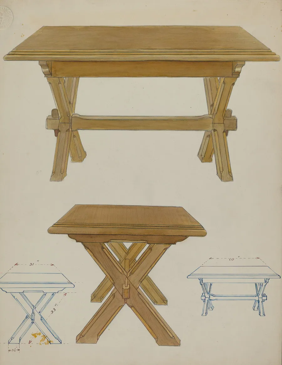 Pa. German Trestle Table by Lawrence Porth