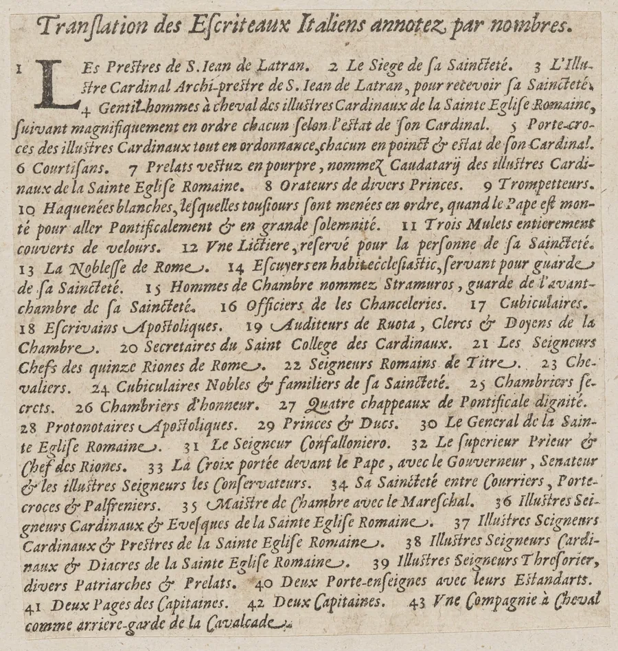 French captions to 'La Calvacatura con le sue Cerimonie' by Italian 16th Century