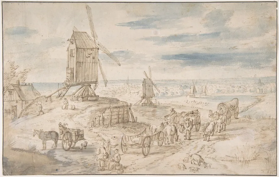 Dutch Landscape with Windmills by Jan Brueghel the Elder