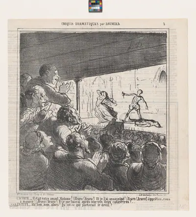 The actor and a street urchin, from 'Dramatic sketches,' published in Le Charivari, April 18, 1864