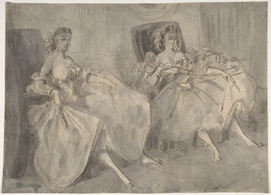 Two Seated Women by Constantin Guys