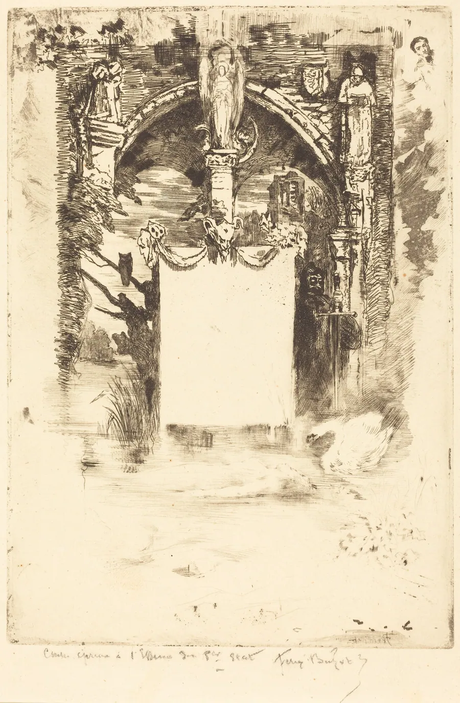 Ex-Libris pour "L'Ensorcelée" (Bookplate for "L'Ensorcelée") by Félix-Hilaire Buhot