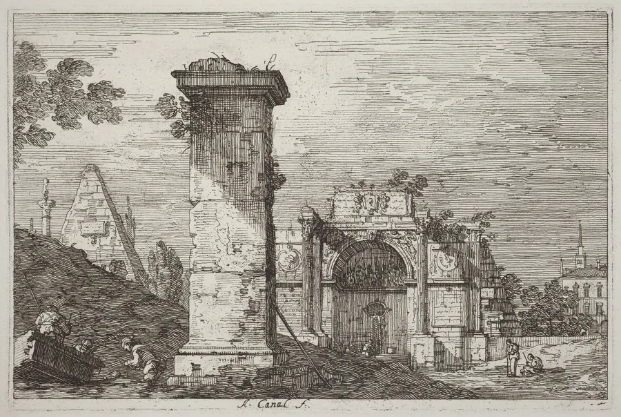Landscape with Ruined Monuments [right] by Canaletto