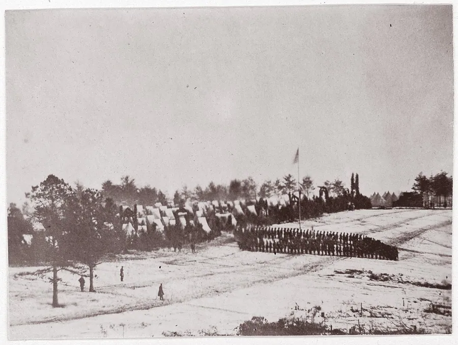 Camp Jameson, Hall's Hill, 22nd Maine Infantry by Mathew B. Brady
