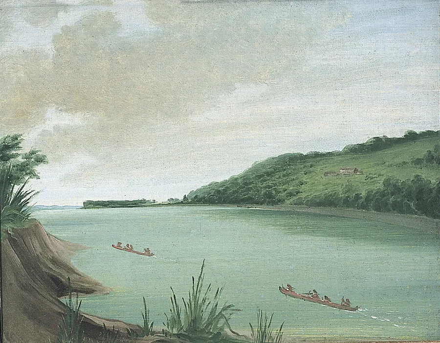 Belle Vue, Indian Agency of Major Dougherty, 870 Miles above St. Louis by George Catlin, born Wilkes-Barre, PA 1796-died Jersey City, NJ 1872