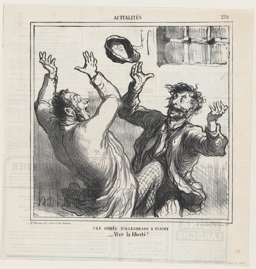 A happy evening party in Clichy, from 'News of the day,' published in Le Charivari, March 16, 1865 by Aaron Martinet